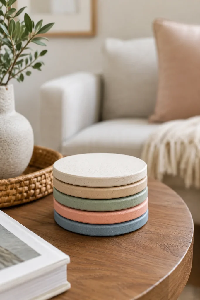 Add Pastel Coasters and Small Tableware Accents