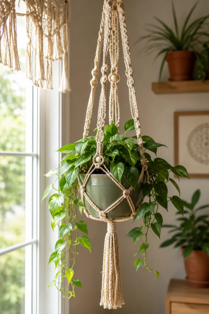31 Creative DIY Garden Decor Ideas for Indoor & Outdoor Spaces 29 Hanging Macramé Plant Holders