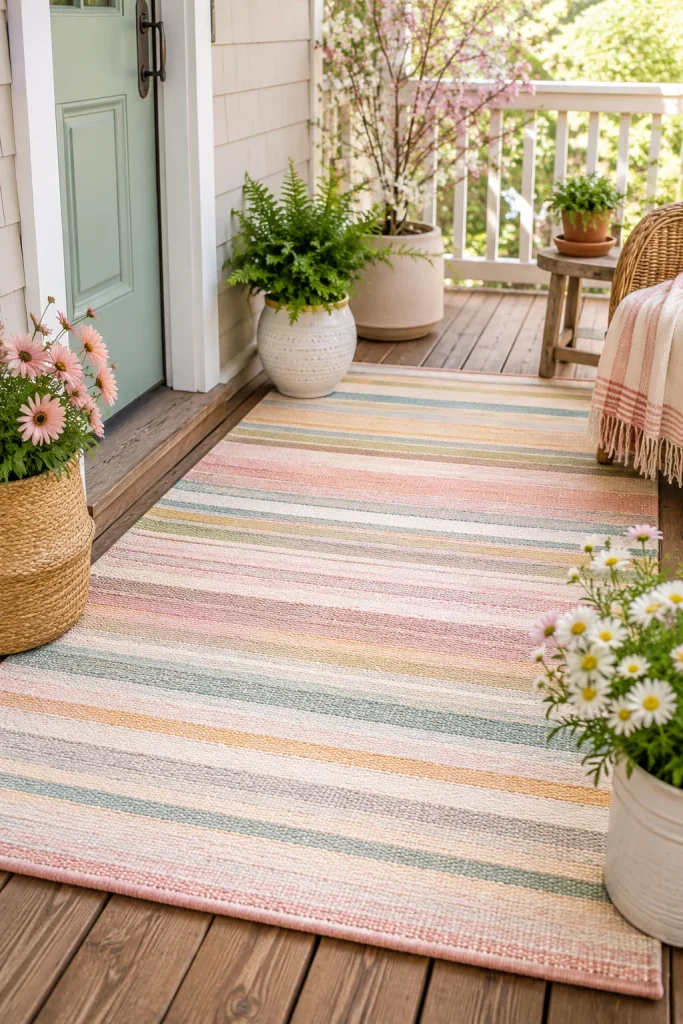 3. Pastel Outdoor Rug for Softness