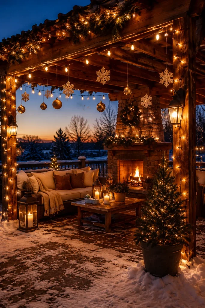 Lighted Christmas Pergola or Patio Cover Display