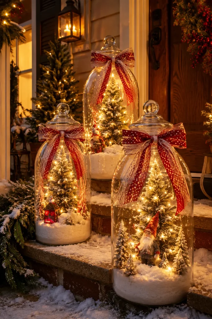 DIY Lighted Christmas Candy Jar Topiaries