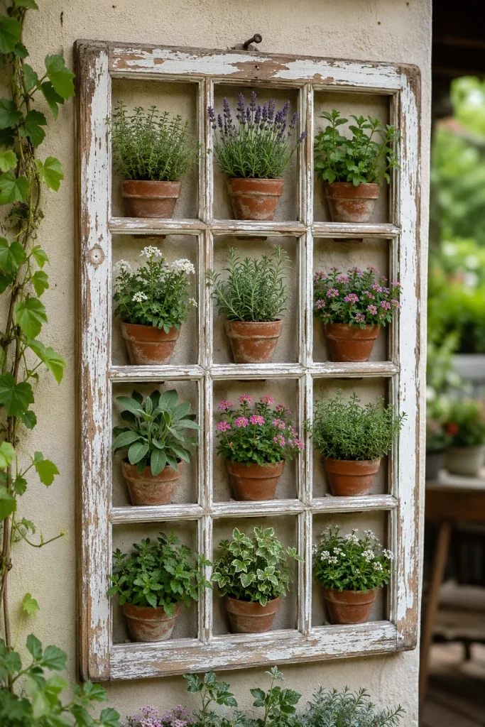 31 Creative DIY Garden Decor Ideas for Indoor & Outdoor Spaces 31 Repurposed Window Frame Garden Art