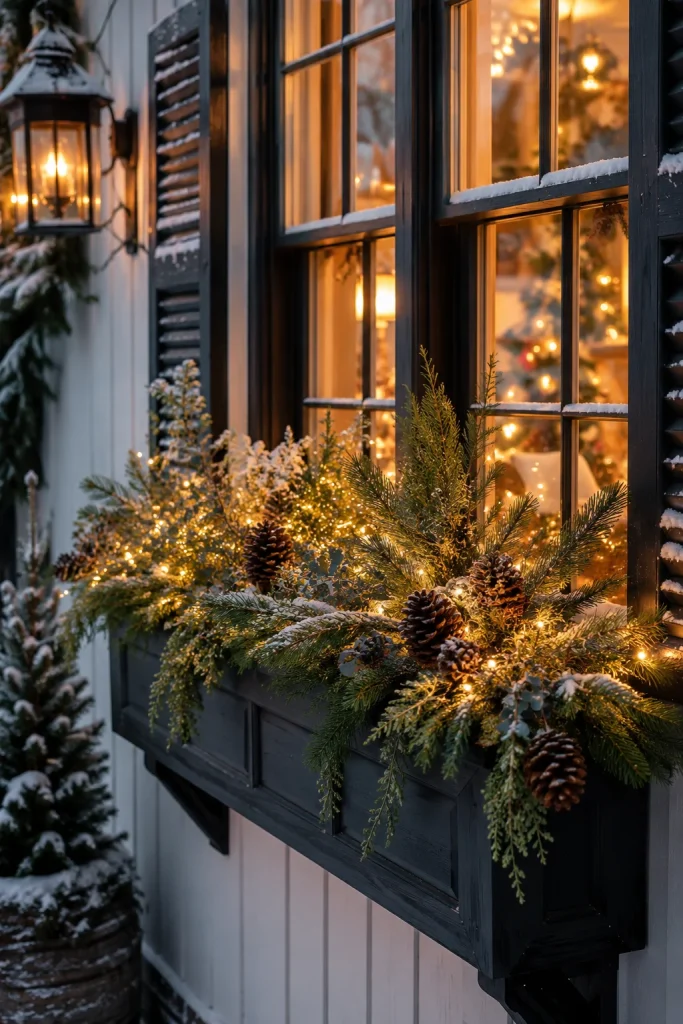 Lighted Christmas Window Box Garden Display