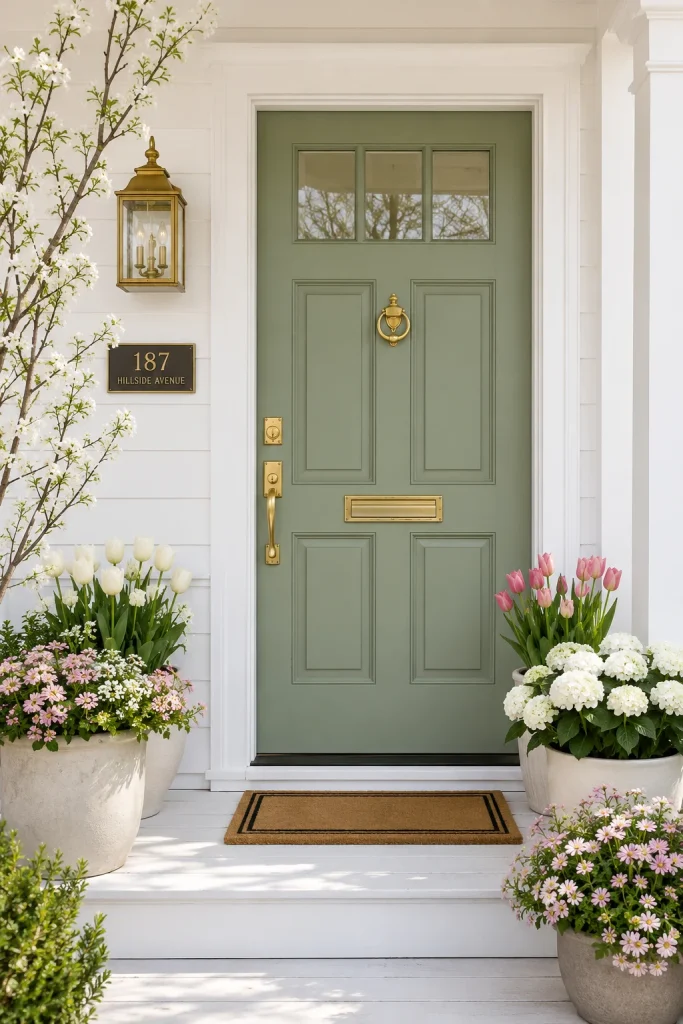 6. Painted Front Door in a Spring Hue
