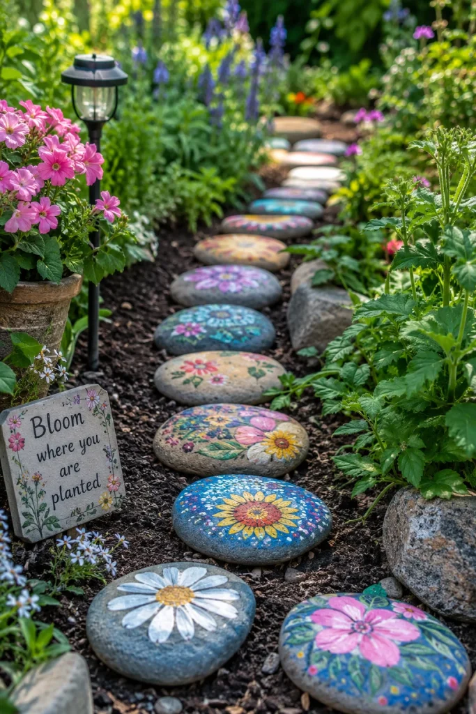 31 Creative DIY Garden Decor Ideas for Indoor & Outdoor Spaces 6 6. Stone Pathway Markers