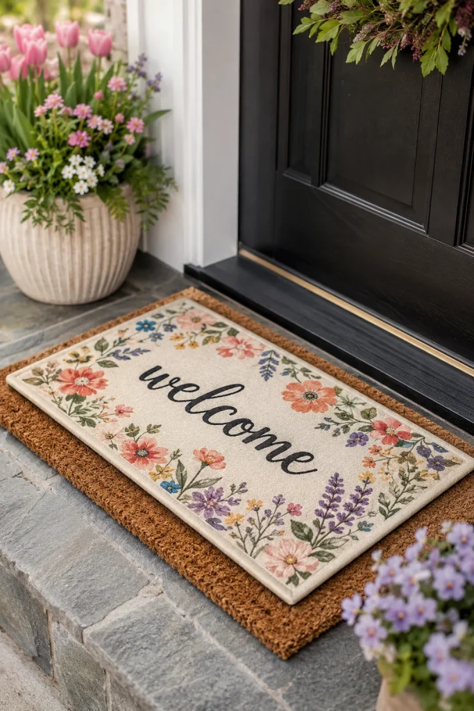 7. Layered Welcome Mats for Texture