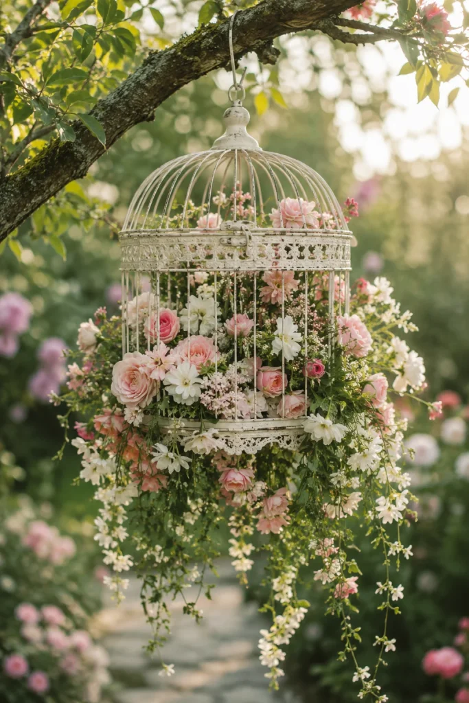 31 Creative DIY Garden Decor Ideas for Indoor & Outdoor Spaces 8 8. Birdcage Planters