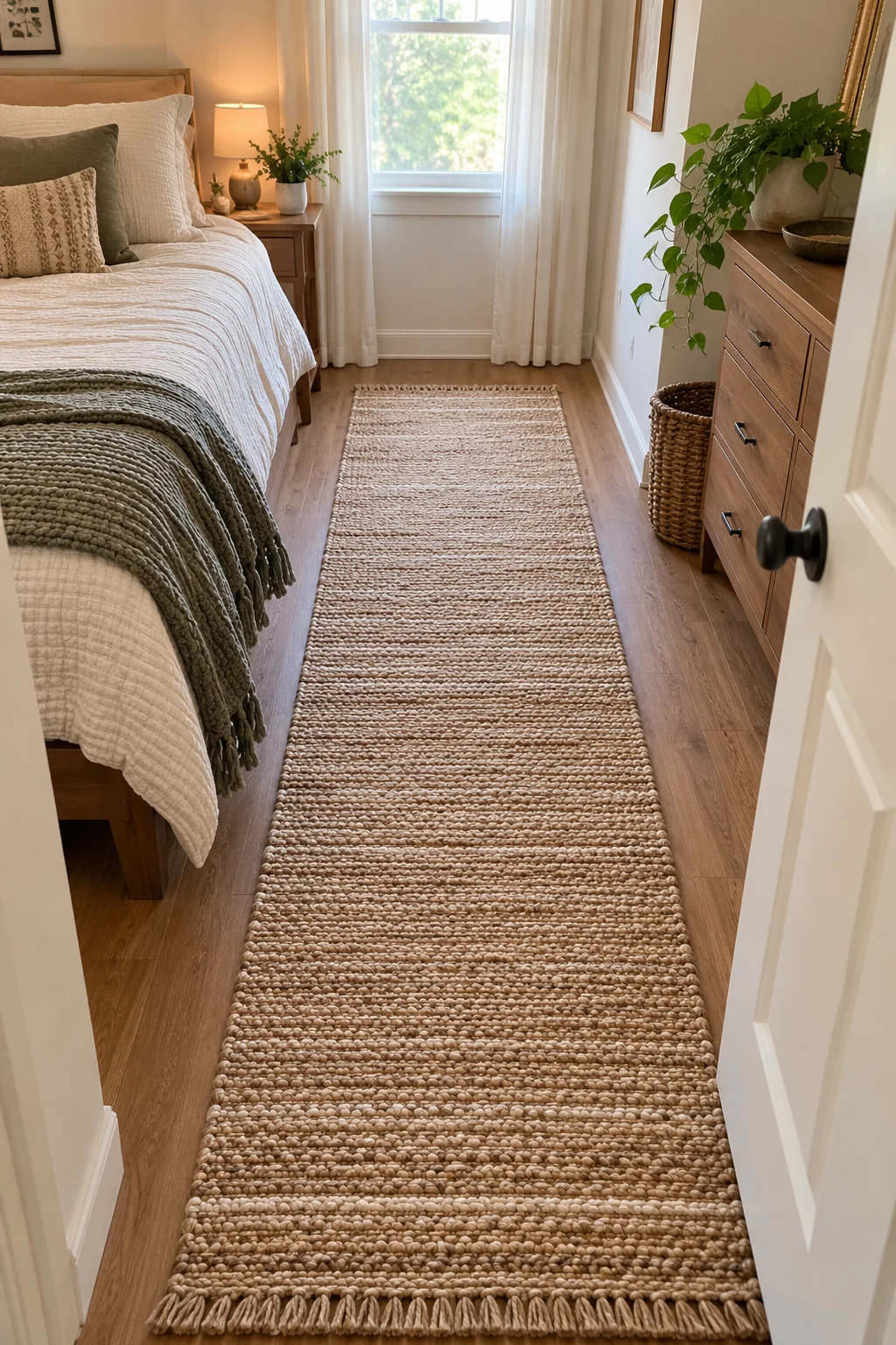 13 Small Bedroom Ideas That Make a Tiny Room Feel Bigger and Cozier 10 Choose a Runner Rug Over a Square One