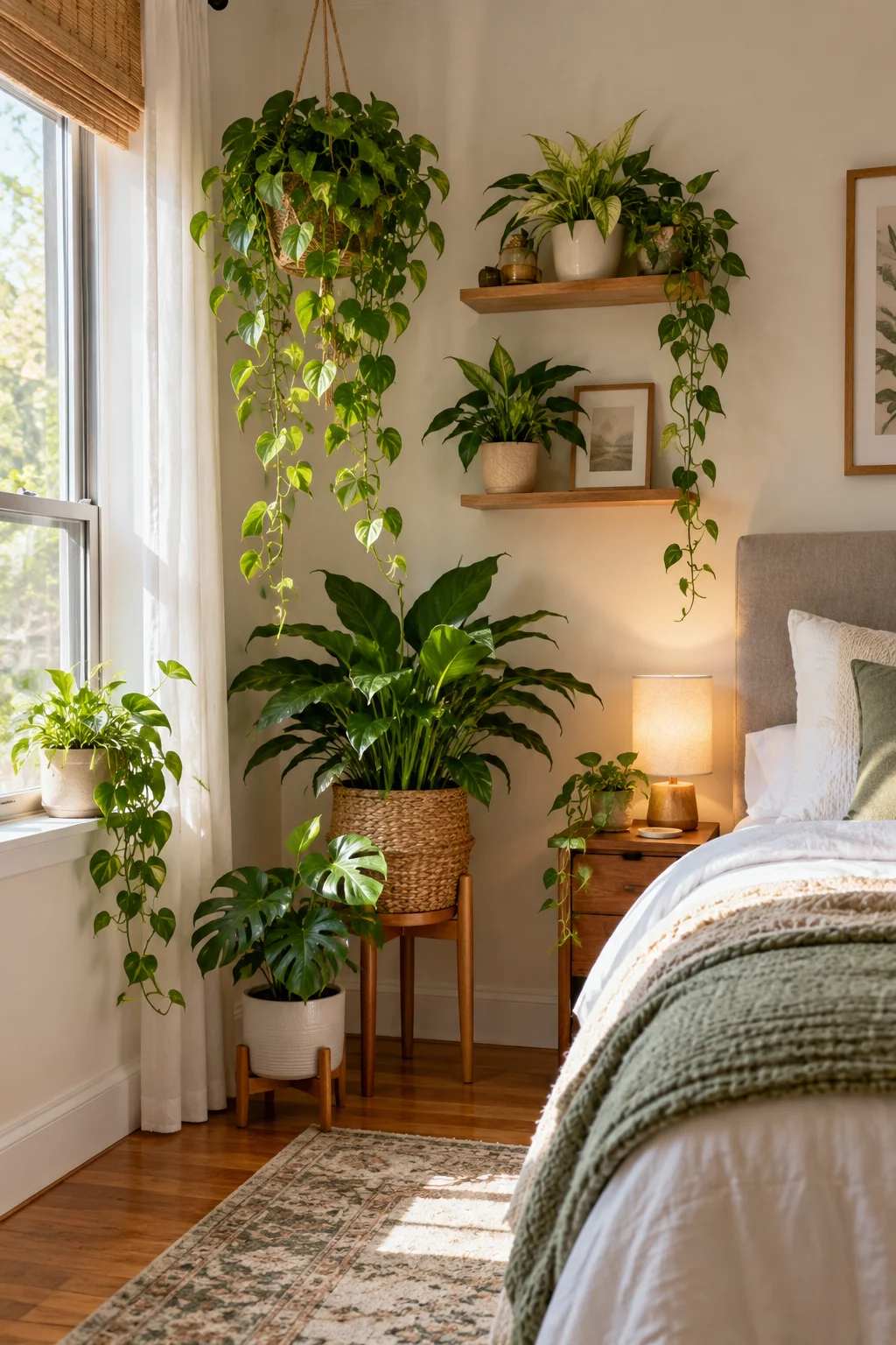 13 Small Bedroom Ideas That Make a Tiny Room Feel Bigger and Cozier 9 Layer Your Plants at Three Different Heights Instead of the Floor