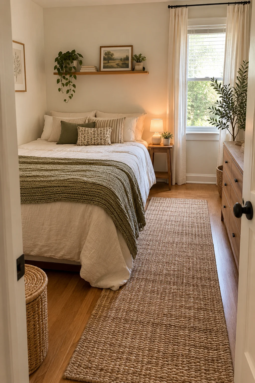 13 Small Bedroom Ideas That Make a Tiny Room Feel Bigger and Cozier 11 Push the Bed Into the Shortest Wall Instead of Centering It